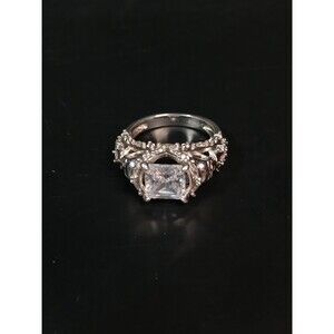 Sterling Silver S925 Gothic Skull CZ Statement Ring Size 6.5